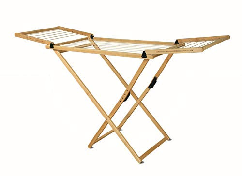 Karn Fly – Klappbarer Wäscheständer aus massiver Buche – Eleganter Wäschetrockner für Innen- und Außenbereich – 15 ausziehbare Meter auch für Bettlaken – Robust und austauschbar – Made in Italy