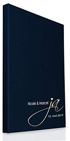 Hochzeitideal Stammbuch der Familie A4 inkl. Personalisierung Bezug Leinen Nr. 128 (Dunkelblau)