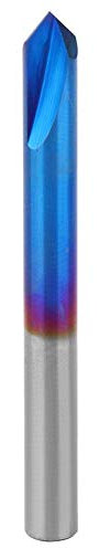 Molino de Chaflán de 2 Flautas, Fresa de Extremo Fresa de Chaflán de 90 Grados, Fresa de Biselado de Carburo Revestimiento Azul Chaflán (5 * 50mm)