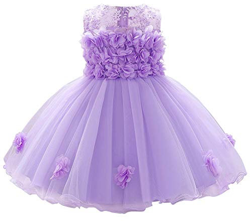 FYMNSI - Vestito da bambina, con fiocco, senza maniche, estivo, 6-24 mesi viola. 6-12 Mesi