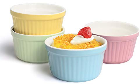 Moldes para soufflé, paquete de 4 cuencos para creme brulee, molde para tartas, 180 ml, cacerolas pequeñas, aptas para hornear en la cocina (color)