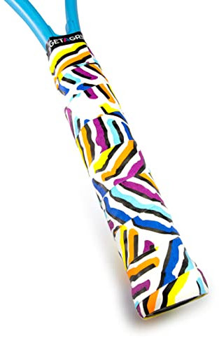 GET A GRIP - Custom Tennis Racket Grip Tape - Anti-Slip/Quick-Drying Tennis Overgrips - Precut Badminton Racket Grip with Finishing Tape - Squash Racket Grip Tapes (Serve & Vibe, 1 Grip)