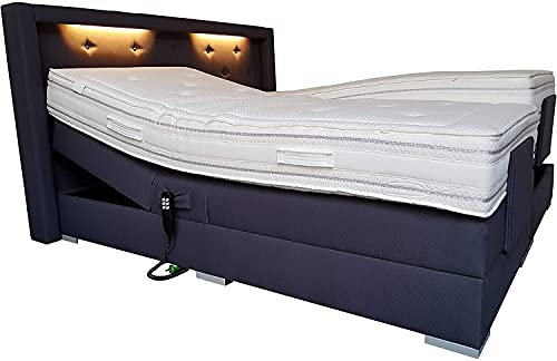 PAARA Boxspringbett Paris GM | 10.000 Newton Motorleistung | LED | Antirutsch-Matten | Royal-WS® Taschenfederkern Matratze mit GELAX® Topper Kern | Made in Germany (180 x 210 cm)