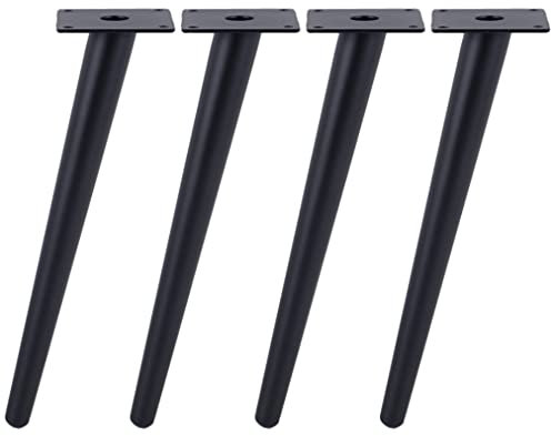 LOVEM Tischbeine Metall, Mobelbeine Schwarz,Höhe:10-55 cm Couchtisch/TV Tisch/Beistelltische/Kommode/Nachttisch Beine Kegel Tischfüße Eisen | Galvanikfläche | Mit Schrauben,4 Stück (50cm,Schräge)