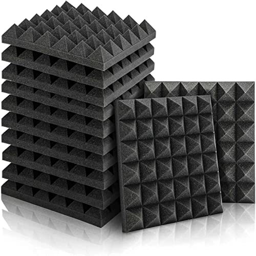Schwarz Akustikschaumstoff Platten, Noppenschaumstoff, Akustikschaumstoff Schall, Dämmung, hochdichtem für Home Learning, Fernsehzimmer, Studio(10 Stück) 50x50x5cm