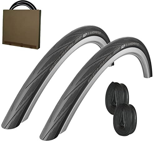 Schwalbe Rennrad Reifen Lugano II HS471 28-622 schwarz + SV Schlauch 42mm (Set 2 Stück)