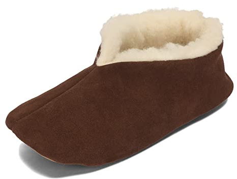 BeComfy Unisex Warme Leder Wolle Hausschuhe Damen Herren Winter Gefüttert Wildleder Pantoffeln 36-46 EU
