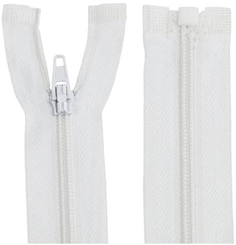 AERZETIX - C64030-2er-Set Reißverschlüsse Spiral Nr. 3 verstärkter 45 cm - trennbarer selbstsicherung - aus Nylon - reißverschluss für Kleidung nähen jacken kurzwaren - Farbe: weiß