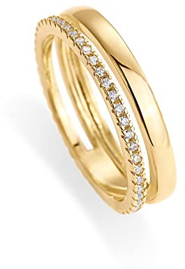 PAVOI 18K Yellow Gold Plated Cubic Zirconia Dual Stacking Rings for Women | Gold Eternity Band for Women | Thumb Ring | Size 6