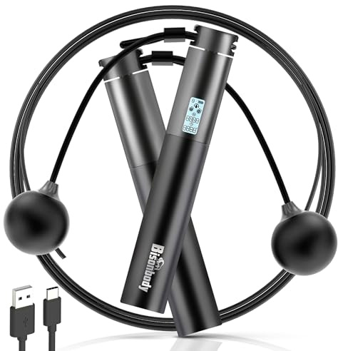 Bisonbody Smart Jump Rope Fitness Skipping Rope with App – 2 Function Modes – Classic 3m Rope & Ropeless Shortballs – Bluetooth Skipping Rope with Fitdays+ App for Seamless Progress Tracking
