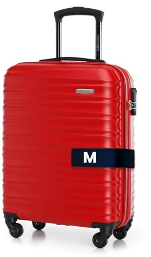 WITTCHEN GROOVE Line | Liten resväska, handbagageväska | Handbagage Rejält bagage | Hårt bagage ABS Nummerlås Teleskophandtag | 4 länkhjul | Storlek S | Röd SAS/Ryanair/Norwegian/Wizz Air/BRA