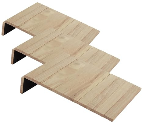 apollo THE HOUSEWARE BRAND Flexible Sofa Tray, Holder, Hevea Wood, Perfect for Wine or Snacks, Arm Chair Media Holder, Natural (Pack of 3)