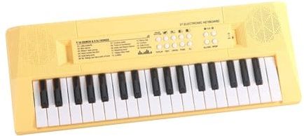 37 Tasti Elettronica Pianola Tastiera, Portatile Pianola per Scuola Media con Microfono, Pianola Mini Musicale Tastiera per Principianti Natale Bambini, Giallo
