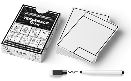 25 Universal Double-Sided Dry Erase Cards/Tokens + Black Pen - Enhance Your MTG, Flesh and Blood, D&D Games - Tesseract Tokens