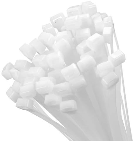 XINGO 100 Piezas Blanco Bridas Plastico Grandes, 450mm x 9mm, de plástico ultra fuertes con, 80 kg de resistencia a la tracción, resistentes a los rayos UV para interiores y exteriores