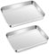 Mini Oven Tray Set of 2, Homikit Stainless Steel Baking Pans Cookie Sheets, Perfect for Small Roasting Serving Cooking, 23.7x17.7x2.5cm, Healthy, Easy Clean & Dishwasher Safe
