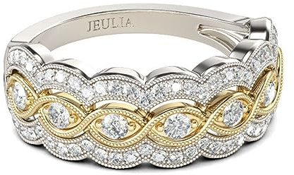 Jeulia Bague de Fiançailles Argent Sterling 925 Milgrain Twist Coupe Ronde pour Femme pour Anniversaire de Promesse avec Boîte à Bijoux