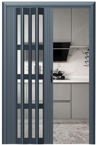 FalttüR Faltbare Innendielentür Für Haus, Aluminium-Badezimmer-Schiebetüren, Einzel-/Doppel-Raumteiler-Tür Für Schlafzimmer Heimbüro, Wasserdicht & Wärmeisolierung, Grau-1 ( Color : WxH , Size : 73x80