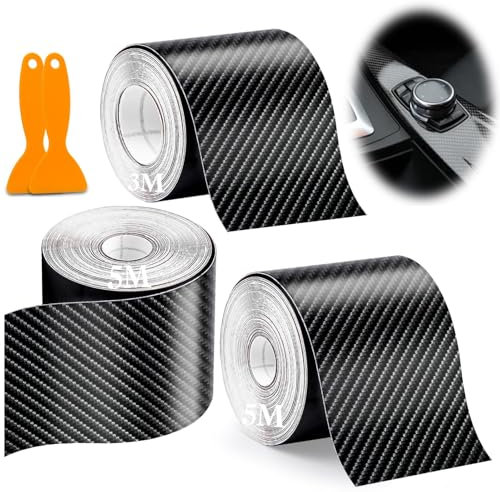 Mbsomnus Carbon Folie 5cmx13m Auto Folie 6D Selbstklebend Autofolie Schwarz Carbon Fiber Folie mit Kunststoffschabern Folie Auto für DIY Lackschutzfolie Auto Folierung Motorrad Fahrräder