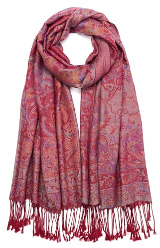 QIUTIMIY Paisley-Pashmina-Schal für Damen, wendbar, Vintage-Jacquard-Pashmina-Rave-Schal mit Fransen für Abendveranstaltungen, Hochzeiten