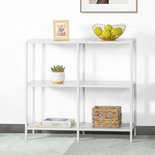 HDANI Konsolentisch aus Metall mit 3 Ablageflächen,Sofatisch,Schmaler Konsolentisch,Moderner Stil,Geeignet für Eingangsbereich,Wohnzimmer,Schlafzimmer (Weiß, 80×25×75cm)