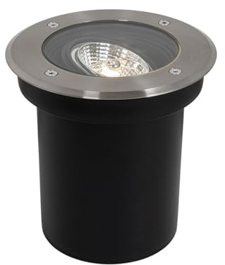 Qazqa Modern außen Bodenstrahler, Bodeneinbaustrahler für den Garten - Delux - Silber Farbe, max. 50W, Geeignet für LED, 16cm, IP65, Rund