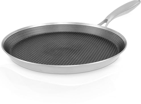 MENIBBLER Egg Omelette Pan, Crepe Pan, Nonstick Honeycomb Dosa Pan, Stainless Steel Ergonomic Handle Kitchen Pancake Pan Induction Compatible Tortilla Pan for Induction Cooker Gas Stove