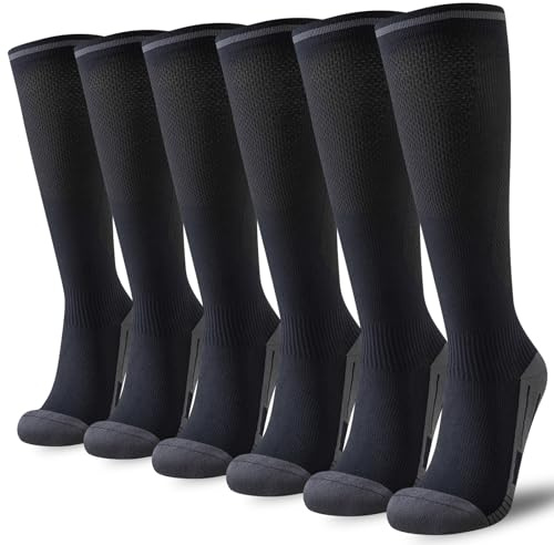 Niorasen Compression Socks for Women, 3 Pairs Flight Socks for Men (20-30mmHg), Travel Socks, Compression Stockings Fit Running, Football, Flying, Medical, Prevent Varicose Veins, Promote Circulation
