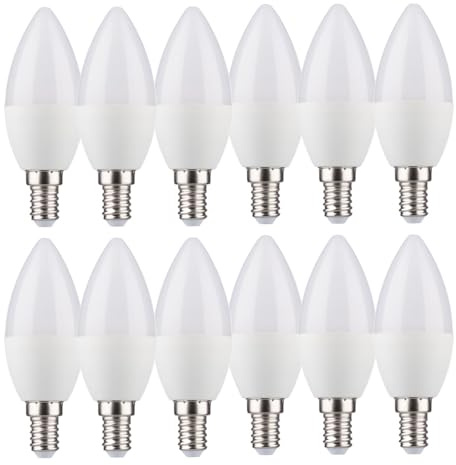 NCC-Licht 12 x LED Leuchtmittel Kerzen 4,9W = 40W E14 matt 470lm warmweiß 2700K 180°