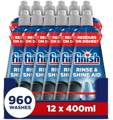 Finish Dishwasher Rinse & Shine Aid, Fresh, 4.8L (400ml x 12 pck), Ultimate Clean & Diamond Shine, Glass Protection, Spot Prevention, Better Drying vs Finish Detergent Alone