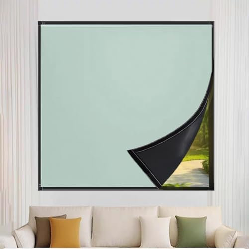 Ohne Bohren Hitzeschutzrollo 85 x 115 cm, Sonnenschutz, Thermorollo, Tragbare Reise, Anti-Uv, Hitzeschutz Blackout Roller Blind, Fensterrollo, mit Klettband für Fenster Türen, Grün