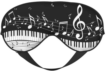 Schwarz Weiß Musiknote Weiche Augenmaske - Doppelseitig Komfortable Einschlafhilfe für Gelassenheit und Entspannung, Augenabdeckung, Augenbinde, Lichtblockierende Maske, Reisemaske, Tragbare