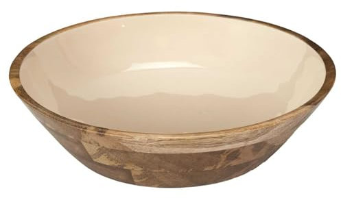 HOME DECO FACTORY, KA0569, Insalatiera Dune Plain in Legno di Mango D28, Design Elegante e Durevole, Perfetta per insalate e Frutta, Facile Manutenzione, Colore Marrone e Beige, Misura D28