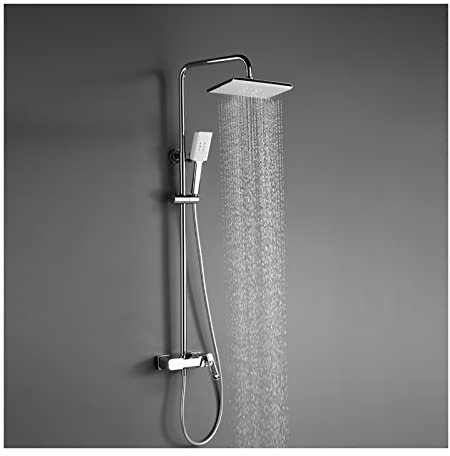 Douche avec pommeau de Douche à Effet Pluie, Ensemble de Douche combiné, Ensemble de Robinet de Douche à Montage Mural, mitigeur de Douche à Effet Pluie à poignée Unique, Ensemble de Douche