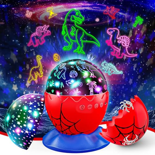 Toyokid Spider Toys for 1 2 3 4 5 6 Year Old Boys Gifts, Early Christmas Presents Xmas Gifts for Kids Toy Christmas Gifts for 1-12 Year Old Boys Dinosaur Night Light Projector Sensory Lights Toys