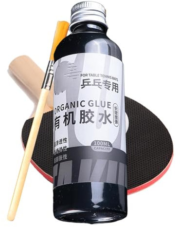 Tischtennis-Kleber, 100 ml, Tischtennisschläger-Reiniger mit Bürste, Schläger-Gummikleber, Tischtennisschläger-Kleber, Tennis-Flüssigkleber, speziell für Tischtennis-Enthusiasten und Professio
