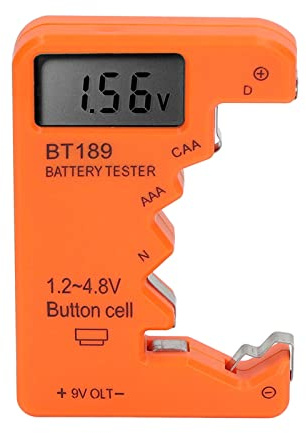 Nutriess Battery Tester, Checker, Digital Display, AA, AAA, 9V, 1.5V, Orange, Accurate, Easy, Compact, Lightweight, for Battery Capacity, Life, Voltage Testing (Naranja)