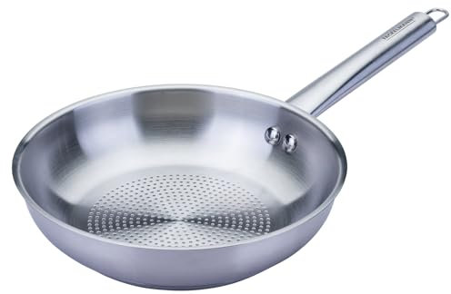 Fackelmann Padella Trimetallo Professionale Ø20cm – Cottura Induzione e Tutti i Piani – Fondo Micro Strutturato per Cucina Sana e Croccante – Lavabile in Lavastoviglie – Linea Oval