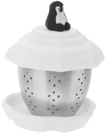 Holibanna Infuseur à Thé Acier Inoxydable Couvercle Flottant Et Filtre Anti-fuites Pingouin Décoratif Pour Thé Vrac Maison Bureau