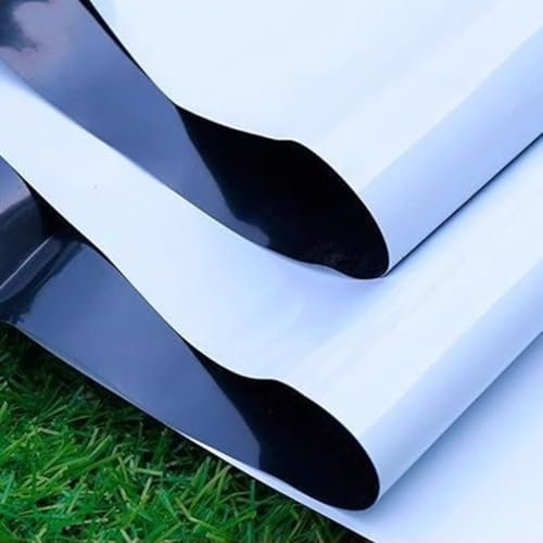 Bâche de bassin flexible noire et blanche en polyéthylène vierge de 0,12 mm pour serres, salles de culture, projets de bricolage - 2 x 3 m