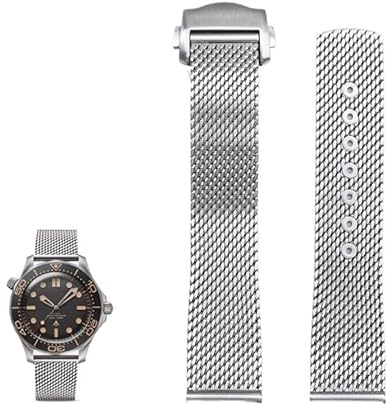 yaponuk Edelstahlarmband für Omega Seamaster 300 Speedmaster 007 Observatory Milanese Mesh Uhrenarmbänder