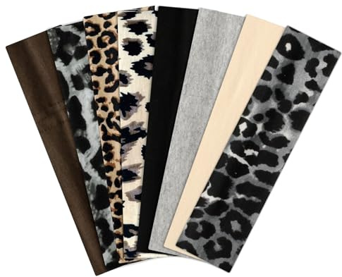 8 Pz Fascia Capelli Donna, Fasce per Capelli Donna, Cerchietti Donnas, Fascia per Capellio da Donnas con Stampa Leopardata Tinta Unita Antiscivolo per Yoga Corsa Sport