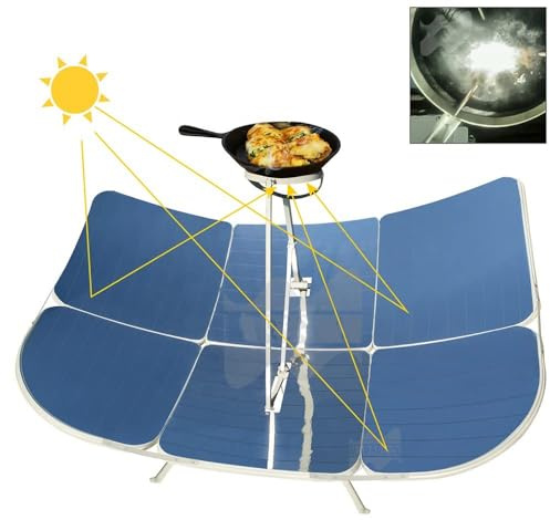 Fornello solare parabolico, pieghevole da 2000 W, staffa in ferro per cucinare, acqua bollente e riscaldamento, ideale per campeggio e uso esterno