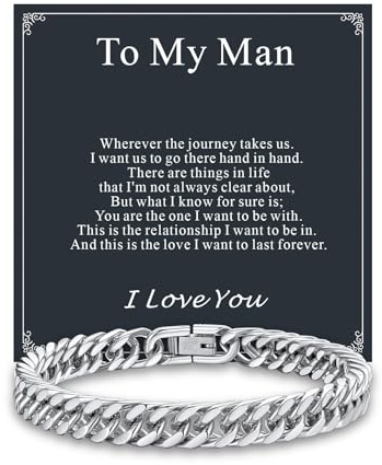 Supcare Men's Bracelets with a Card, 19/21/23 cm Bracelet for Men, Multiple Width Available, Medical-Grade 316L Stainless Steel, Gift for Your Dad, Son, Man, Husband, Grandson (Silver/Gold/Black)