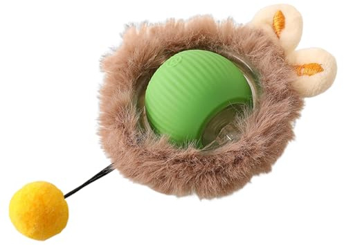 Zanthicia Palla giocattolo intelligente per gatti interattiva per intrattenimento senza fine Giocattolo per animali domestici Palla interattiva intelligente in ABS con copertura in peluche, verde