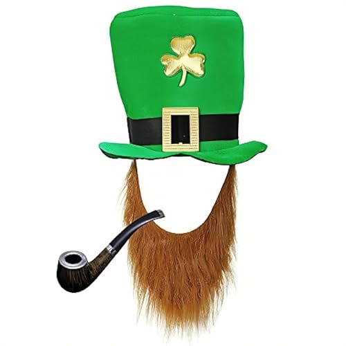 2 StüCk Lustige Kopfbedeckung, Lustige HüTe, Lustige MüTze, Lustige MüTzen, GrüNer Kobold, Set Mit Hut Und Pfeife, MüTze, Kopfbedeckung, Irland, St. Patricks Day, GlüCksbringer, Karneval, Mottoparty