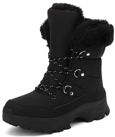 Generico Doposci Donna Impermeabili Con Fodera Invernali Scarpe Da Neve Stivali Termiche Antiscivolo Stivaletti Scarponi Imbottiti Dopo Sci Calde Doposci Snow Boots Per All'acqua Trekkin