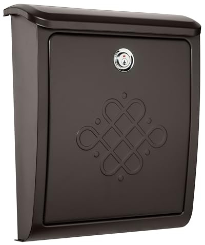 Architectural Mailboxes Bordeaux™ Locking, Wall-Mounted Mailbox for Outside, Decorative Metal Galvanized Steel Medium Mail Box with Lock and Key Drop Box, Rubbed Bronze