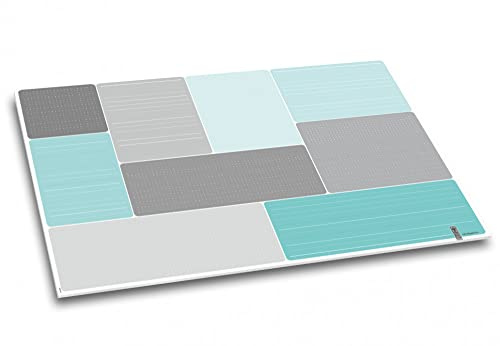 StrichPunkt Schreibtischunterlage DIN A2, 40 Blatt, grau türkis | aus Papier, beschreibbar, liniert, kariert, blau mint