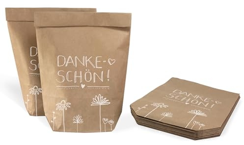 Eine der Guten Geschenktüten Set - Dankeschön, 12 gestempelte Partytüten für Gastgeschenke, Mitgebsel & Giveaways zu Hochzeit, Kindergeburtstag, Taufe, Konfirmation & Kommunion, 14 x 22 cm